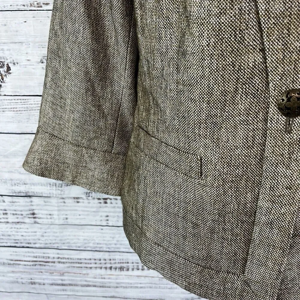 Coldwater Creek Blazer Jacket size 10 Brown Gold Tweed Career Professional